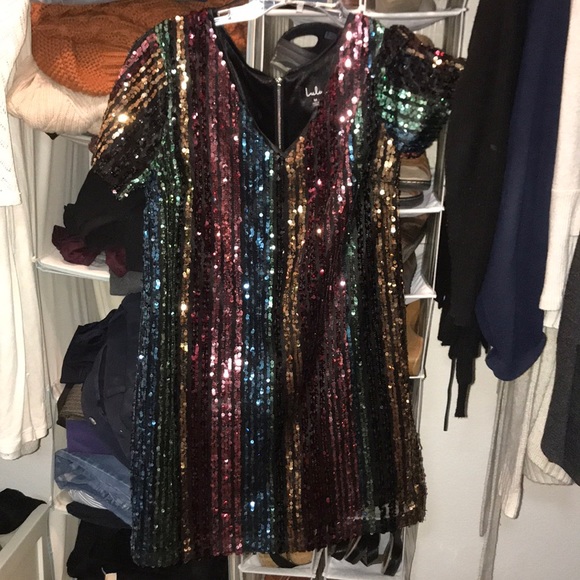 LULUs multi colored striped sequin dress - Picture 2 of 4